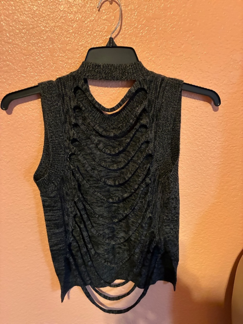 Olive Olivia Charcoal Marled Knit Mock Neck Tank Top - Picture 3 of 5